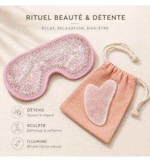 Zenaterra-Kit Gua Sha en quartz rose et Masque yeux thermoconfort-Sun&Sia-Gua Sha