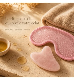 Zenaterra-Kit Gua Sha en quartz rose et Masque yeux thermoconfort-Sun&Sia-Gua Sha
