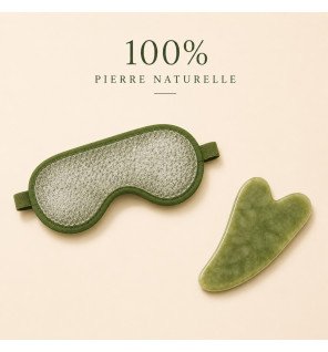 Zenaterra-Kit Gua Sha en pierre de jade vert et masque yeux thermoconfort-Sun&Sia-Gua Sha