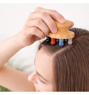 Zenaterra-Brosse en fleur à Cuir Chevelu en Bois FSC Hêtre et Pierres Naturelles-Sun&Sia-Massage