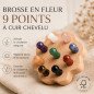 Brosse en fleur à Cuir Chevelu en Bois FSC Hêtre et Pierres Naturelles Brosse en fleur à Cuir Chevelu en Bois FSC Hêtre et Pierres Naturelles