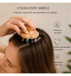 Zenaterra-Brosse en fleur à Cuir Chevelu en Bois FSC Hêtre et Pierres Naturelles-Sun&Sia-Massage