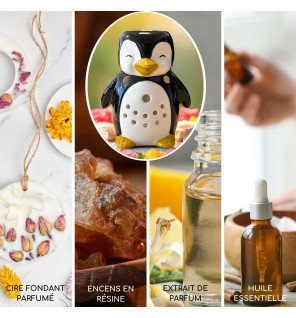  brûle-parfum pingouin en céramique utilisé lors d’une séance de relaxation