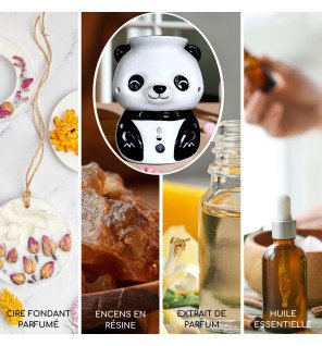  objet décoratif en forme de panda utilisé pour diffuser des huiles essentielles