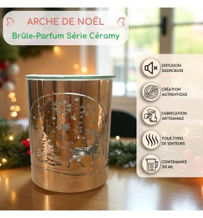  brûle-parfum motif noël diffusant une douce lumière dans une ambiance chaleureuse