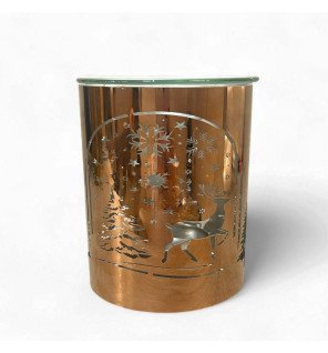  arche de noël cuivrée créant une atmosphère festive et apaisante dans un intérieur moderne