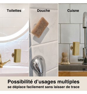  accessoire de salle de bain pratique maintenant le savon au sec grâce à une ventouse discrète