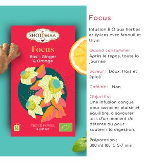 Tisane Bio Focus – Infusion Basilic, Gingembre & Orange