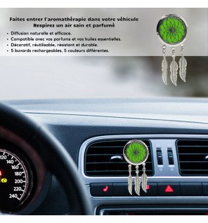  détail du motif attrape rêve découpé au laser sur le diffuseur pour voiture