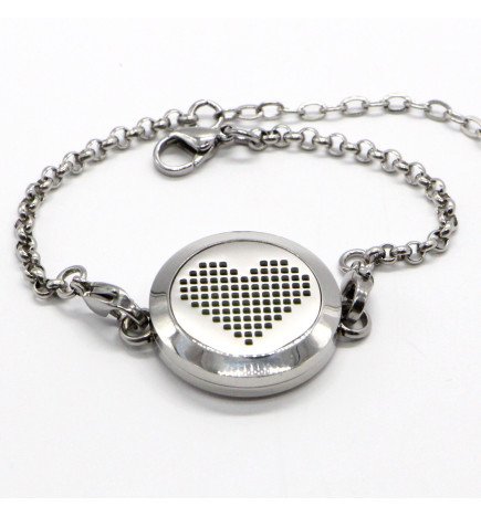 Cœur pixel - Bracelet diffuseur d'aromathérapie