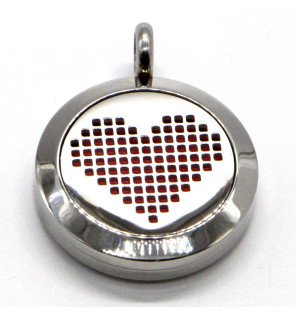 Collier diffuseur Cœur pixel bijoux aromathérapie