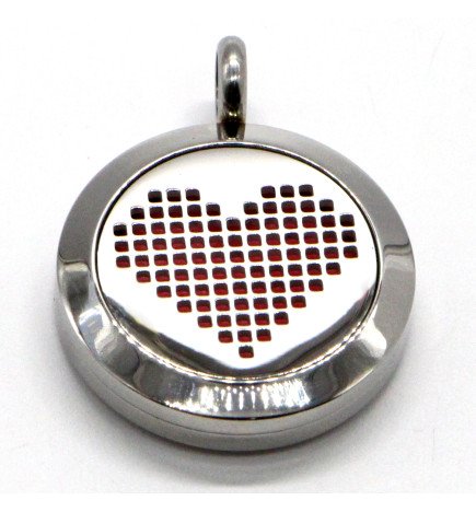 Collier diffuseur Cœur pixel bijoux aromathérapie