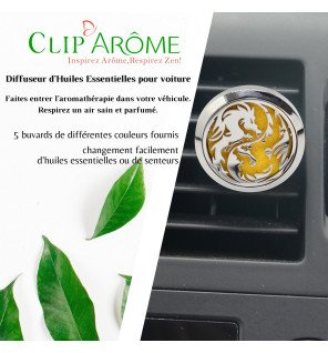  diffuseur clip’arôme en situation avec lumière naturelle sur tableau de bord