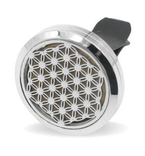  diffuseur métallique fleur de vie apportant une touche décorative à l’intérieur automobile