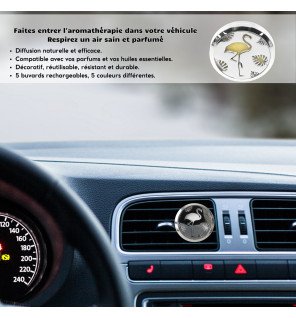  détail du motif flamant rose stylisé sur le diffuseur en métal