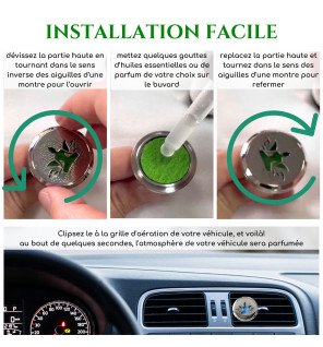  accessoire d’aromathérapie en métal rose installé sur une grille d’aération