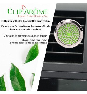  diffuseur pour voiture en métal argenté avec motif labyrinthe vu de profil