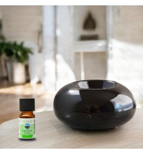  diffuseur ZenCeram noir allumé avec lumière douce pour une soirée détente