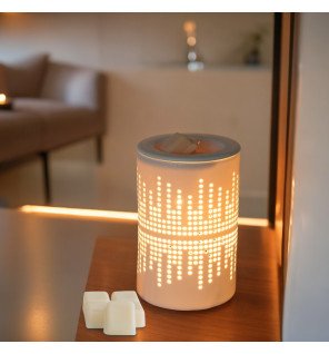  vue latérale du diffuseur en fonctionnement avec une légère vapeur parfumée