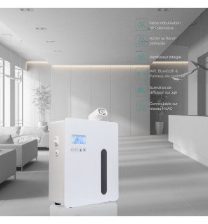  dp450 connecté à une application mobile pour personnaliser la diffusion dans un bureau