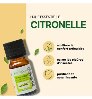  huile essentielle citronnelle 10 ml posée à côté d'un diffuseur électrique en céramique