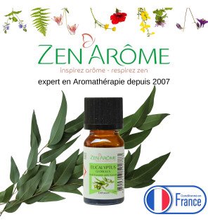  zoom sur la texture limpide de l’huile essentielle eucalyptus dans un flacon transparent