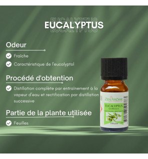  flacon d’huile essentielle eucalyptus entouré de serviettes et bougies pour une ambiance spa
