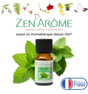  petit flacon d’huile essentielle posé à côté d’un diffuseur moderne dans un salon lumineux