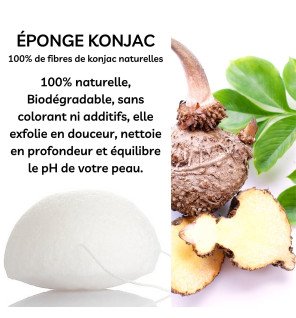 Éponge Konjac pour visage nature zéro déchet