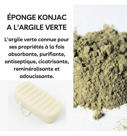 Éponge Konjac à l'argile verte pour corps zéro déchet