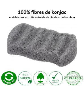 Éponge Konjac au charbon de bambou pour corps
