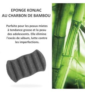 Éponge Konjac au charbon de bambou pour corps zéro déchet