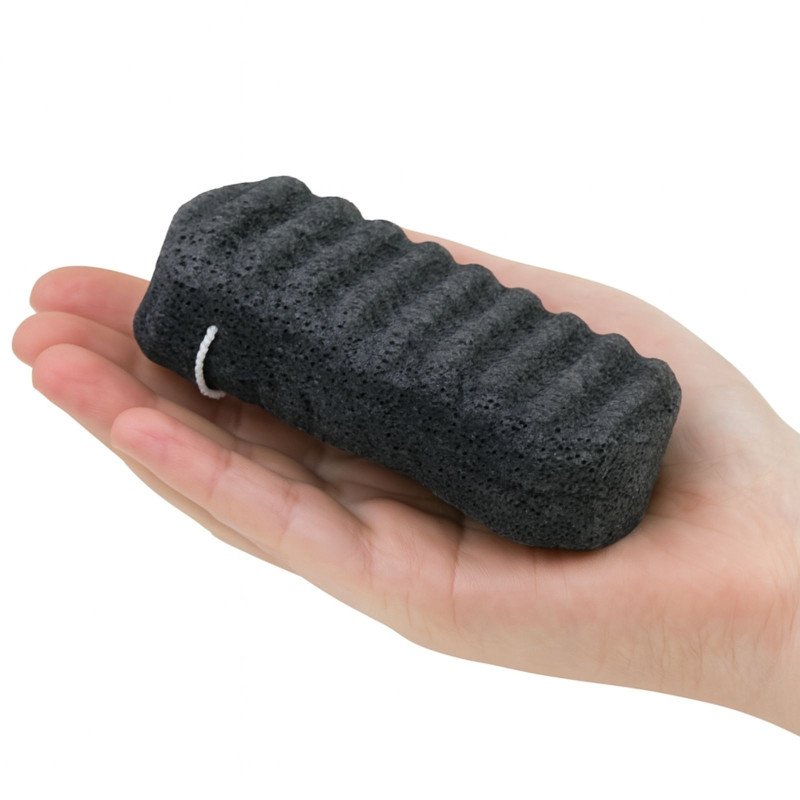 Éponge Konjac au charbon de bambou pour corps zéro déchet