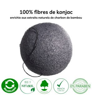  détail de la fibre végétale de l’éponge konjac adaptée aux peaux mixtes et grasses