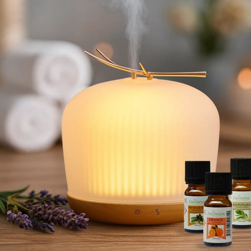 Diffuseur Origin verre & bois + 3 Huiles essentielles 100% pures Diffuseur Origin verre & bois + 3 Huiles essentielles 100% pures