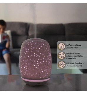  diffuseur d’huiles essentielles stella accompagné de trois flacons d’huiles pour une ambiance apaisante