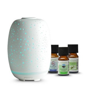  diffuseur d’huiles essentielles stella utilisé lors d’une séance de relaxation à la maison