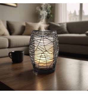 ambiance zen dans un salon avec le diffuseur volupsia diffusant une brume légère
