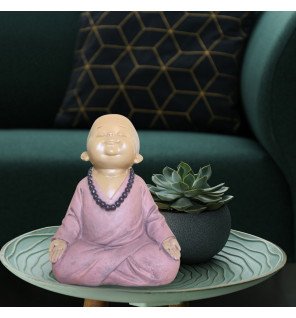  statuette compacte de bébé bouddha rose apportant une touche de spiritualité à la décoration