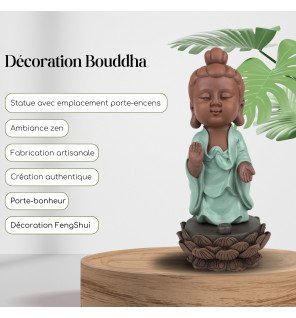  ambiance tamisée autour de la statue bouddha porte-encens dipamkara idéale pour la méditation