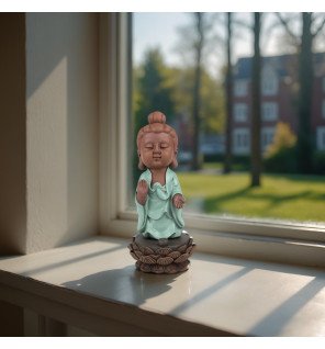  gros plan sur la texture artisanale de la statue bouddha porte-encens